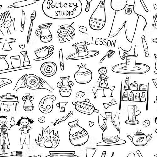 Pottery studio, seamless pattern for your design
