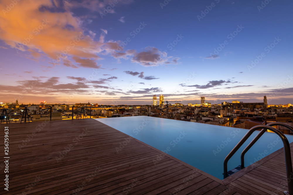 Roof Top Pool Sunrise, Barcelona