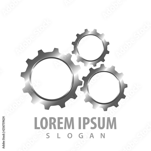 Shiny gear in 3D style concept design. Symbol graphic template element vector