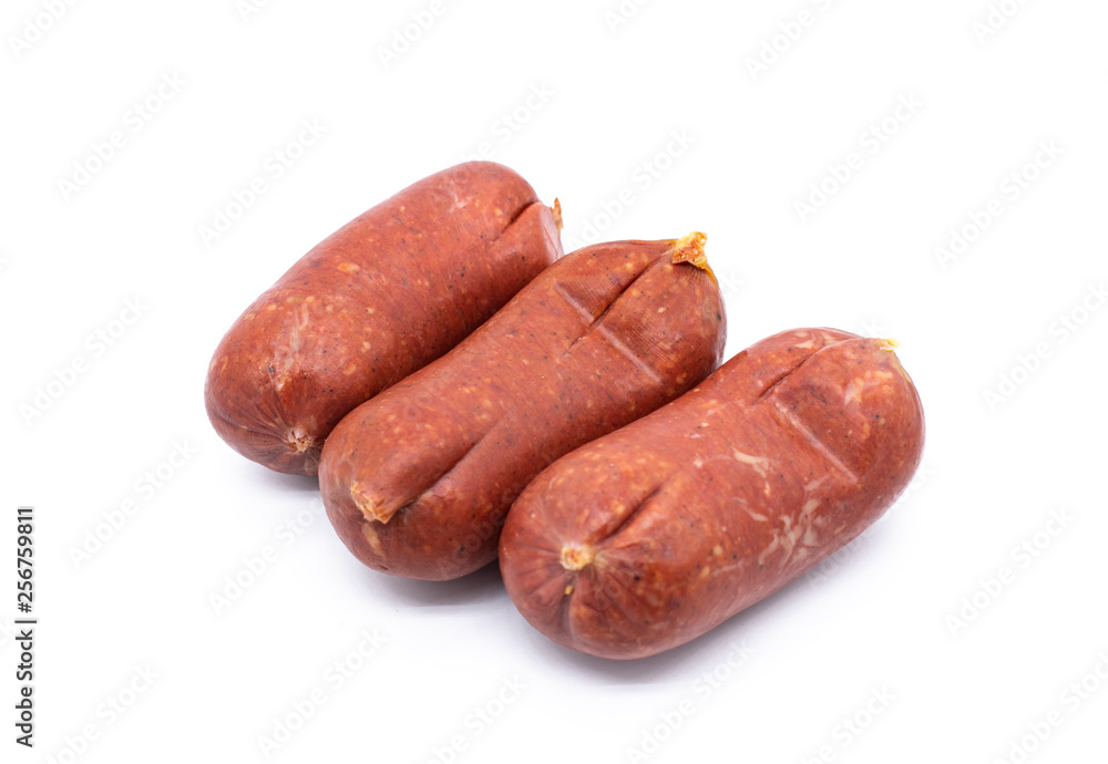 sausage, sucuk (sujuk) slices on white background sausage, sucuk (sujuk) slices on white background