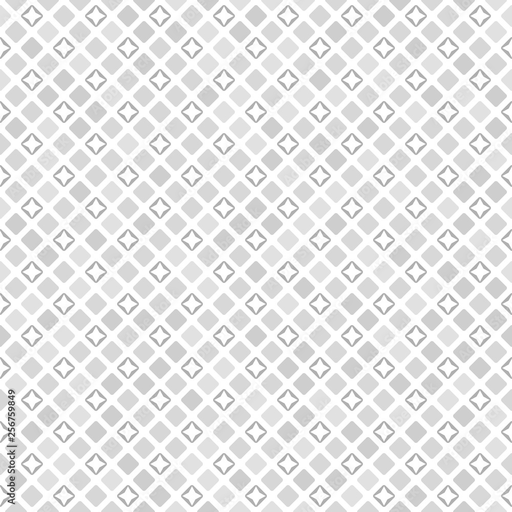 Gray diamond pattern with stars. Seamless vector