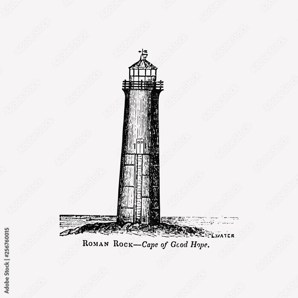 Lighthouse vintage drawing