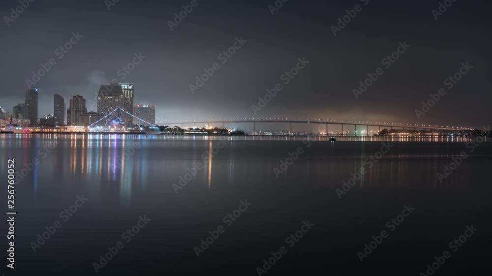 San Diego Coronado Bridge Reflected on Ocean Night Time Lapse San Diego Coronado Bridge Reflected on Ocean Night Time Lapse