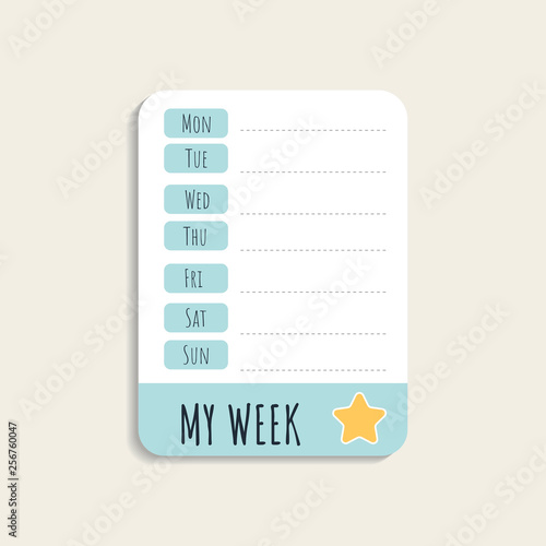 Colorful weekly schedule