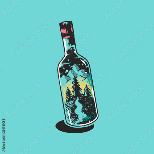 Adventure glass bottle