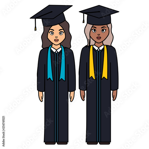 young students graduated girls diversity characters