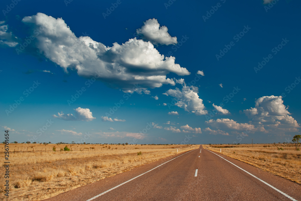A long empty road in the Australian outback