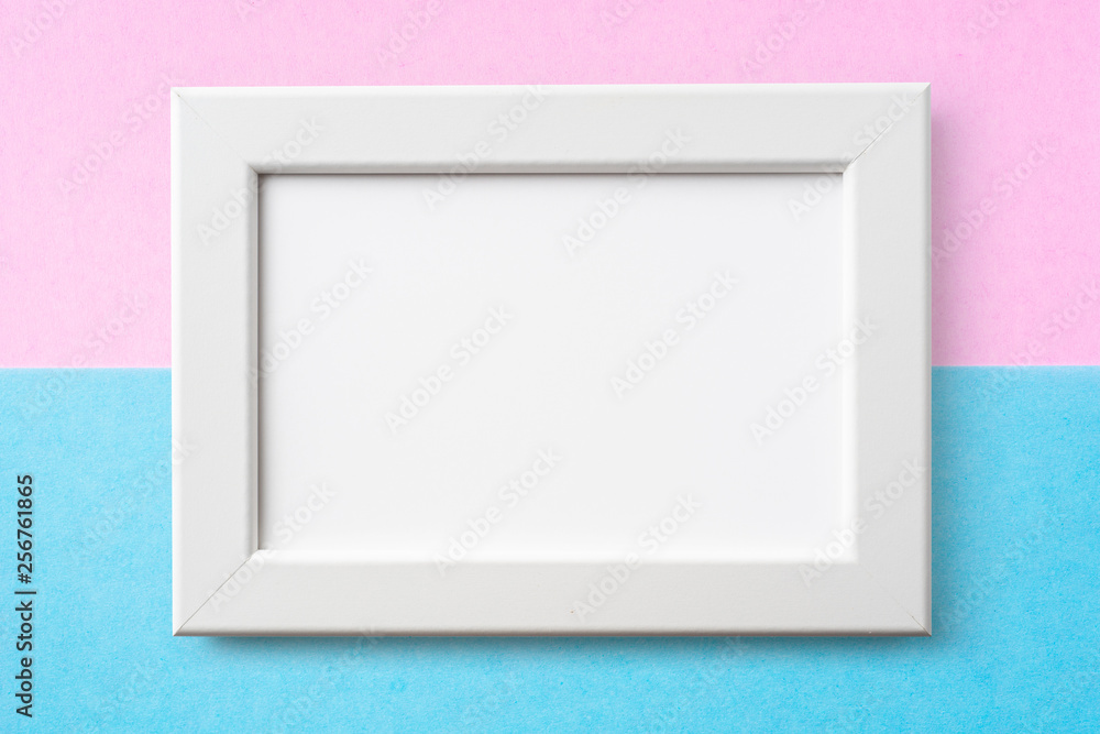 white wood frame with blue and pink paper white wood frame with blue and pink paper