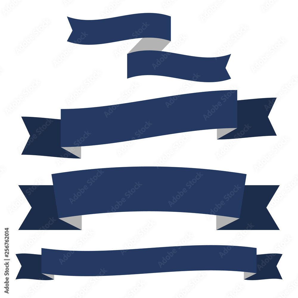 set of blue ribbon banner icon