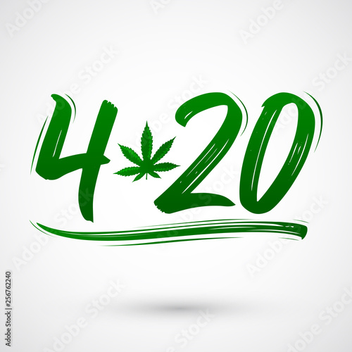 4:20 Marijuana leaf, Cannabis celebration vector lettering design, April 20.