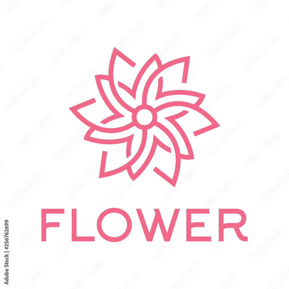 Obraz premium Linear Flower Logotype. Beauty Lotus. Botique and Spa Vector Logo Icon Symbol.