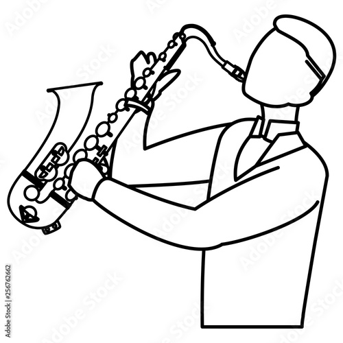 black musician jazz playing saxophone character