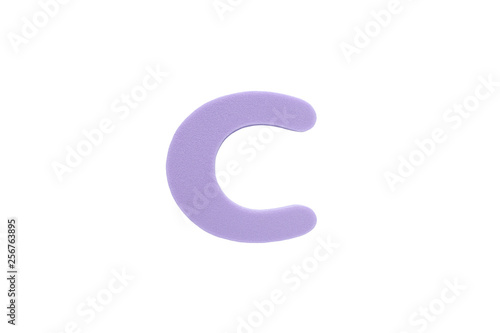 Alphabet letter C symbol of sponge rubber isolated over white background.