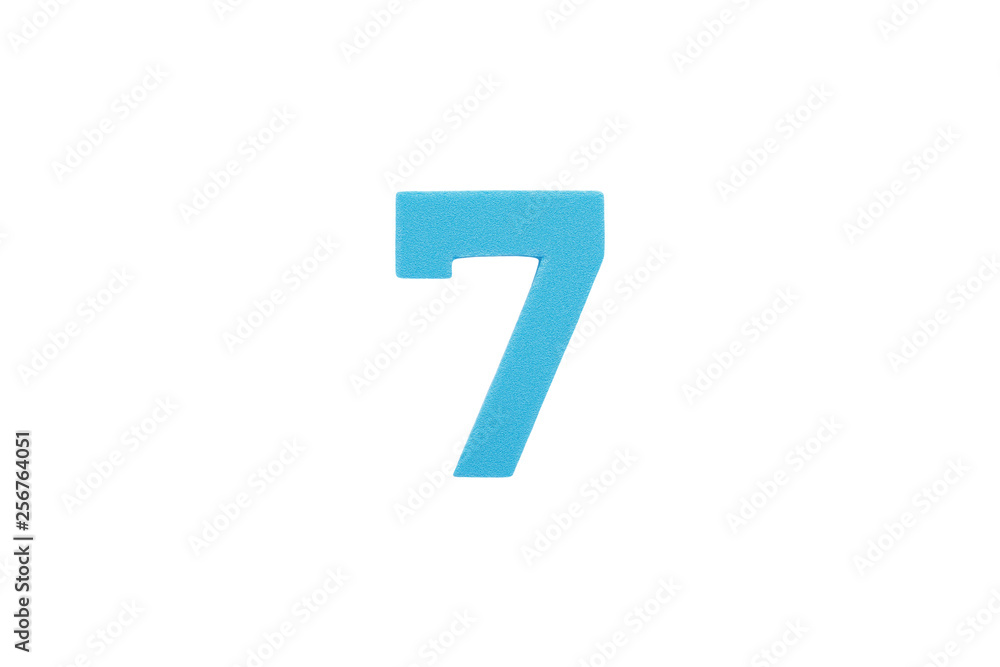 Arabic number 7 symbol of sponge rubber isolated over white background. Arabic number 7 symbol of sponge rubber isolated over white background.