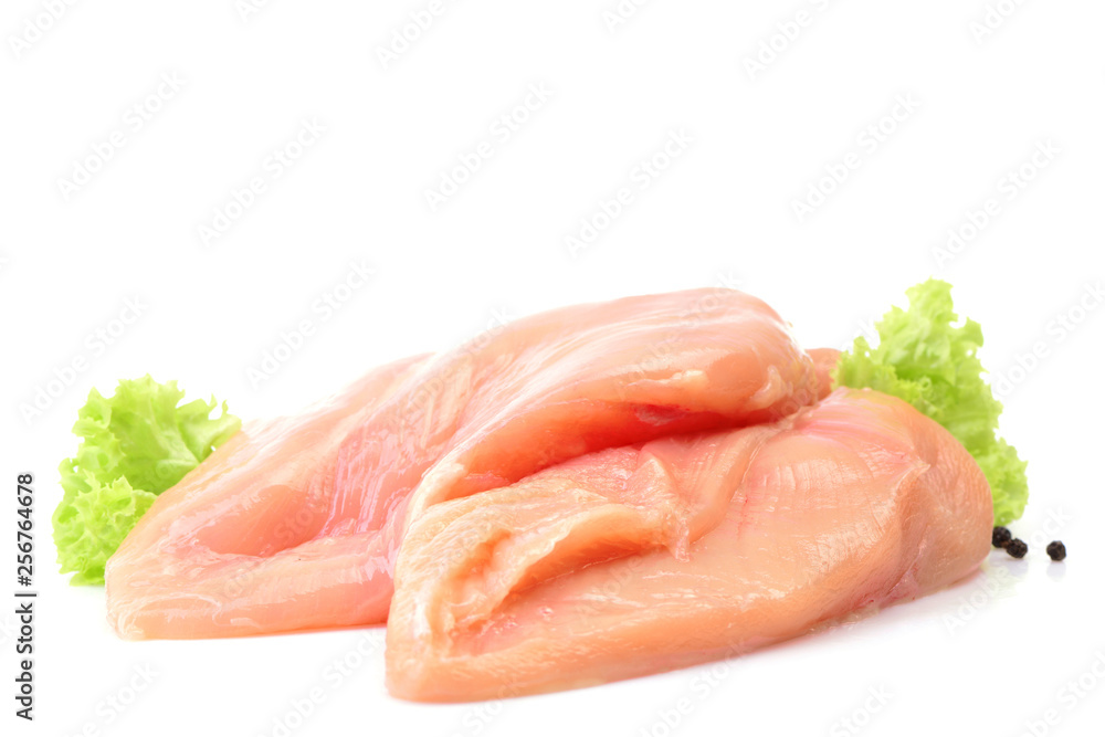 Chicken meat on a white background Chicken meat on a white background