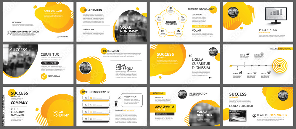 Presentation and slide layout background. Design yellow and orange ...