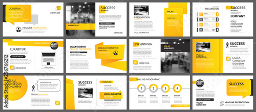 Presentation and slide layout background. Design yellow and orange gradient geometric template. Use for business annual report, flyer, marketing, leaflet, advertising, brochure, modern style. photo