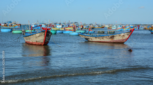 Fishing boats on sea in Nha Trang, Vietnam