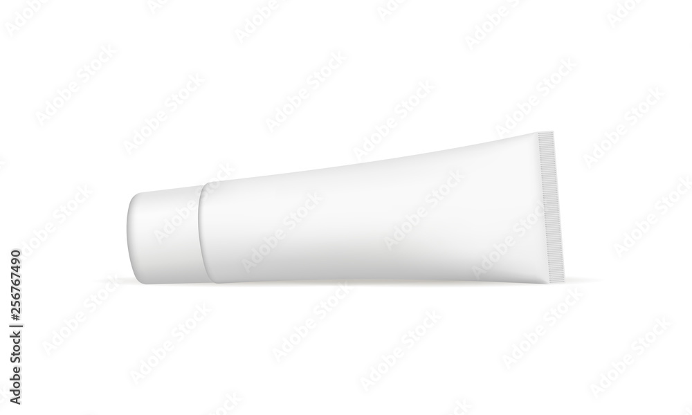 Cosmetic tube horizontal mockup isolated on white background. Vector illustration