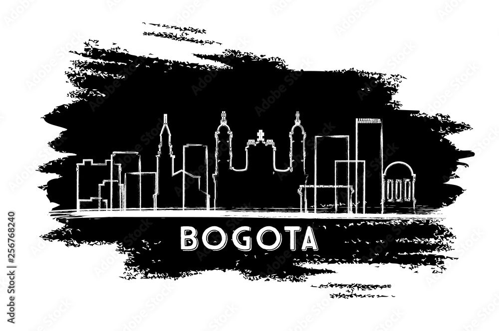 Bogota Colombia City Skyline Silhouette. Hand Drawn Sketch.