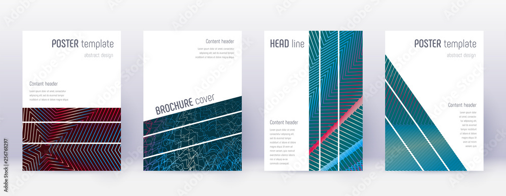 Geometric brochure design template set. Red abstra