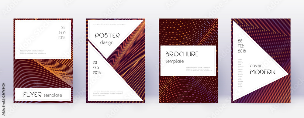 Stylish brochure design template set. Orange abstr