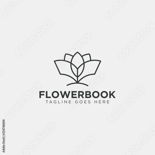 tree, plant and flower book education line logo template vector illustration icon element