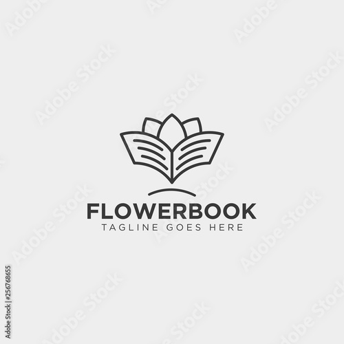 tree, plant and flower book education line logo template vector illustration icon element photo