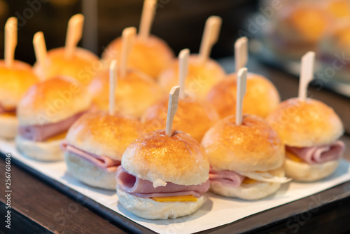 The appetizing burger is placed in a light buffet.