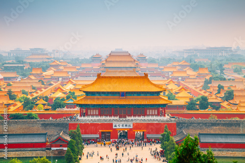 Forbidden City view from Jingshan Park in Beijing, China photo