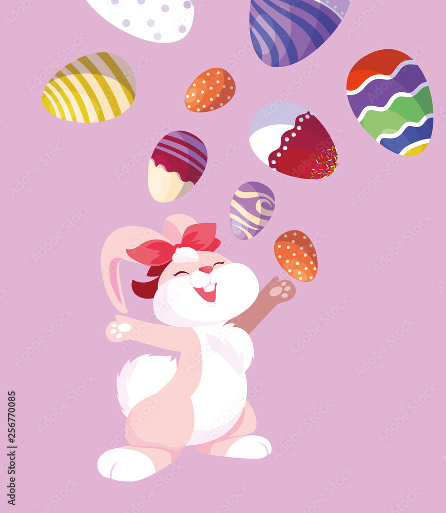 happy easter eggs painted with rabbit happy easter eggs painted with rabbit