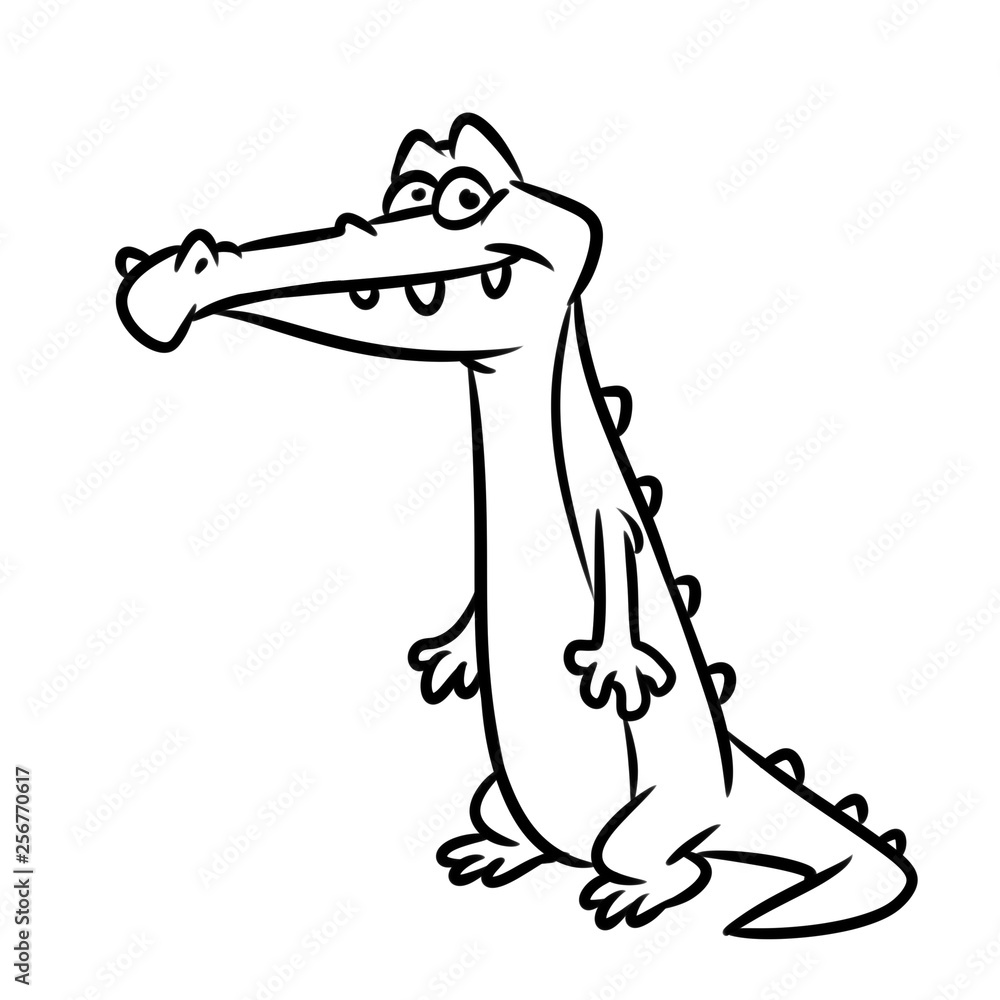 Fototapeta premium Crocodile cartoon illustration isolated image coloring page
