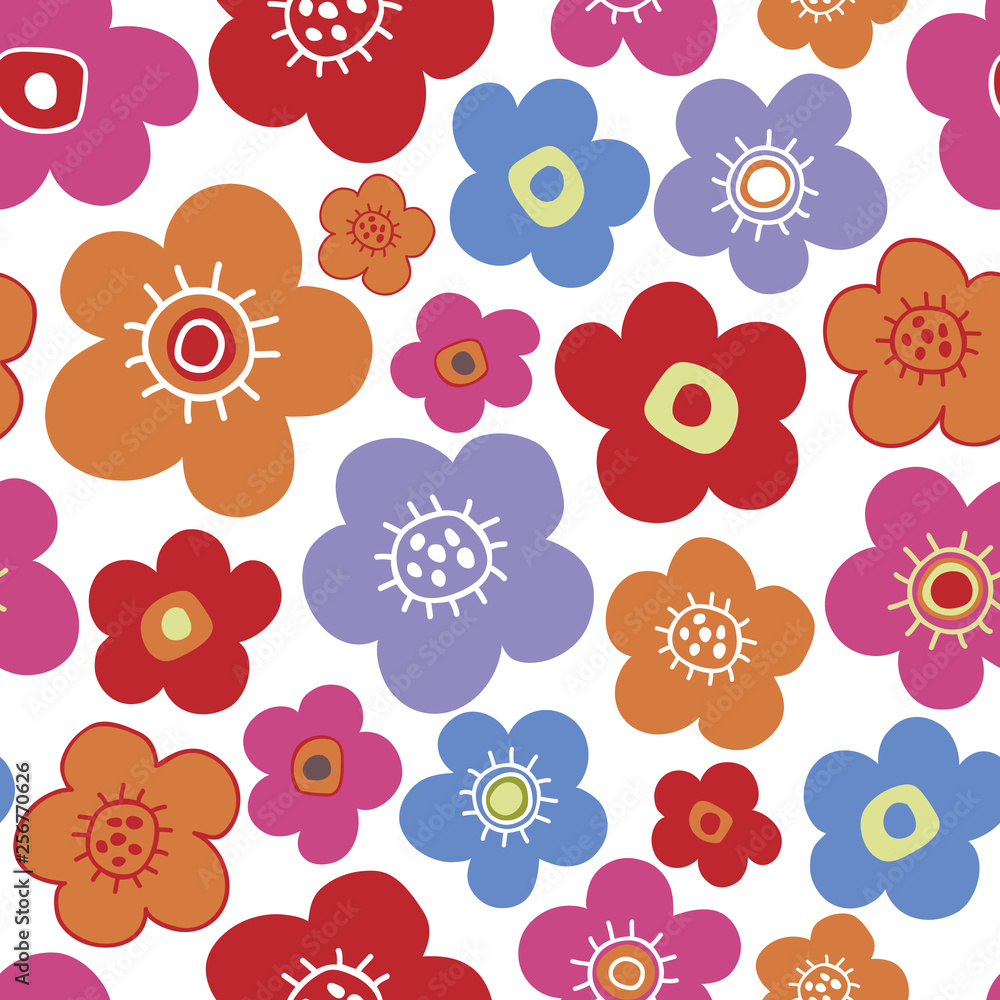 Seamless floral pattern. White background. Vector illustration.
