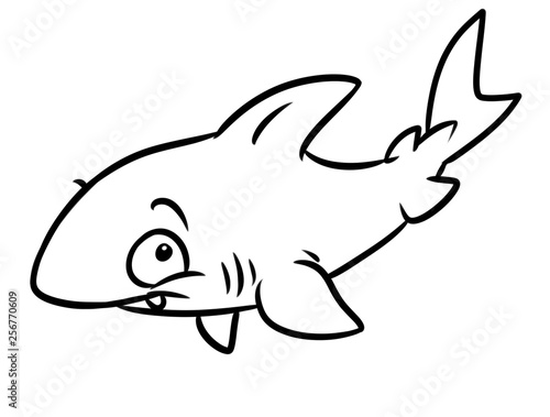 Shark fish animal character coloring page cartoon illustration isolated image