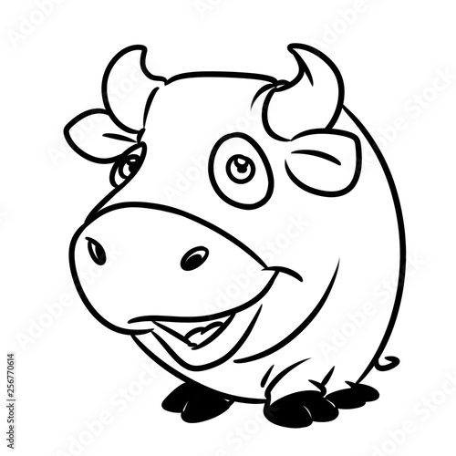 Bull cheerful character coloring page cartoon illustration isolated image