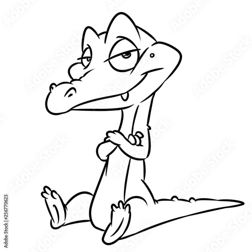 Crocodile cartoon illustration isolated image coloring page