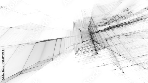 Fototapeta Naklejka Na Ścianę i Meble -  Abstract black and white background element. Fractal graphics 3d illustration. Science or technology concept.