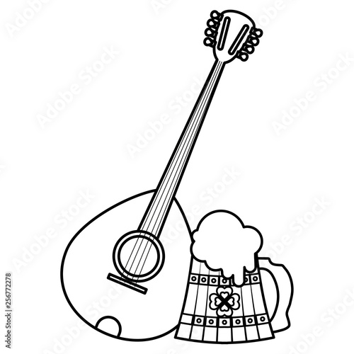 beer wooden jar with clover and mandolin