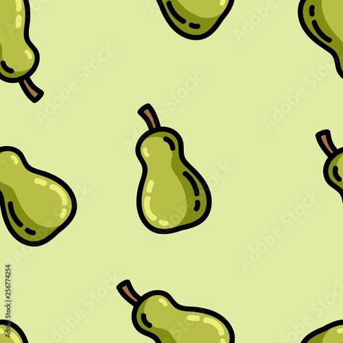 Cute cartoon flat style pears seamless pattern