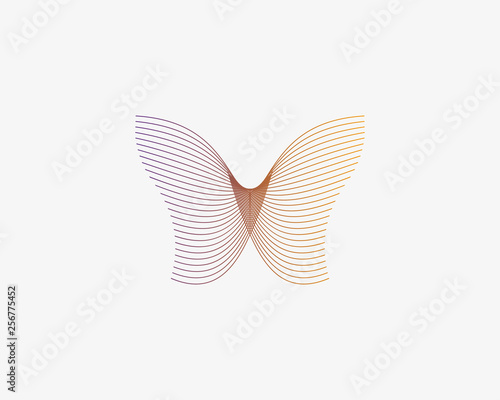 Butterfly vector logotype. Linear minimal premium symbol logo design.