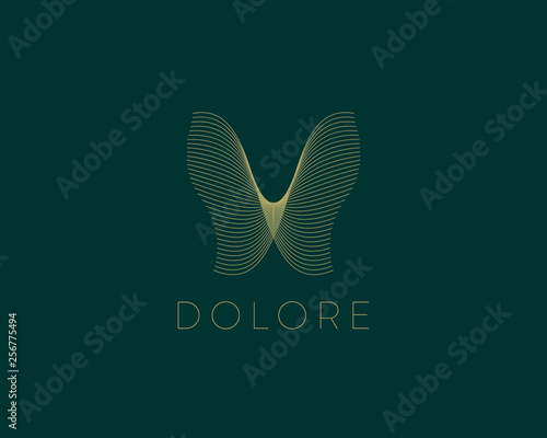 Butterfly vector logotype. Linear minimal premium symbol logo design.