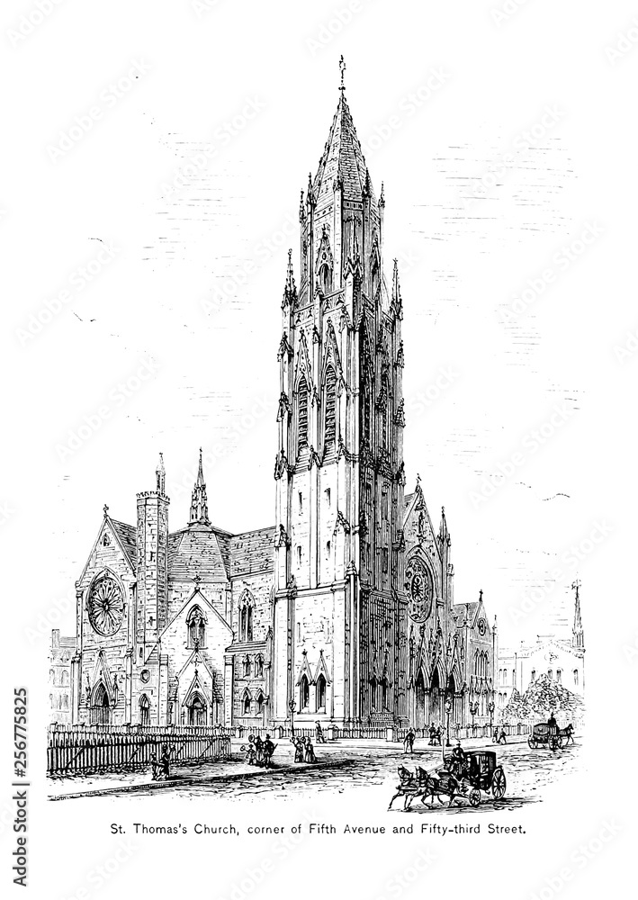 Fototapeta premium New York city. Engraving illustration