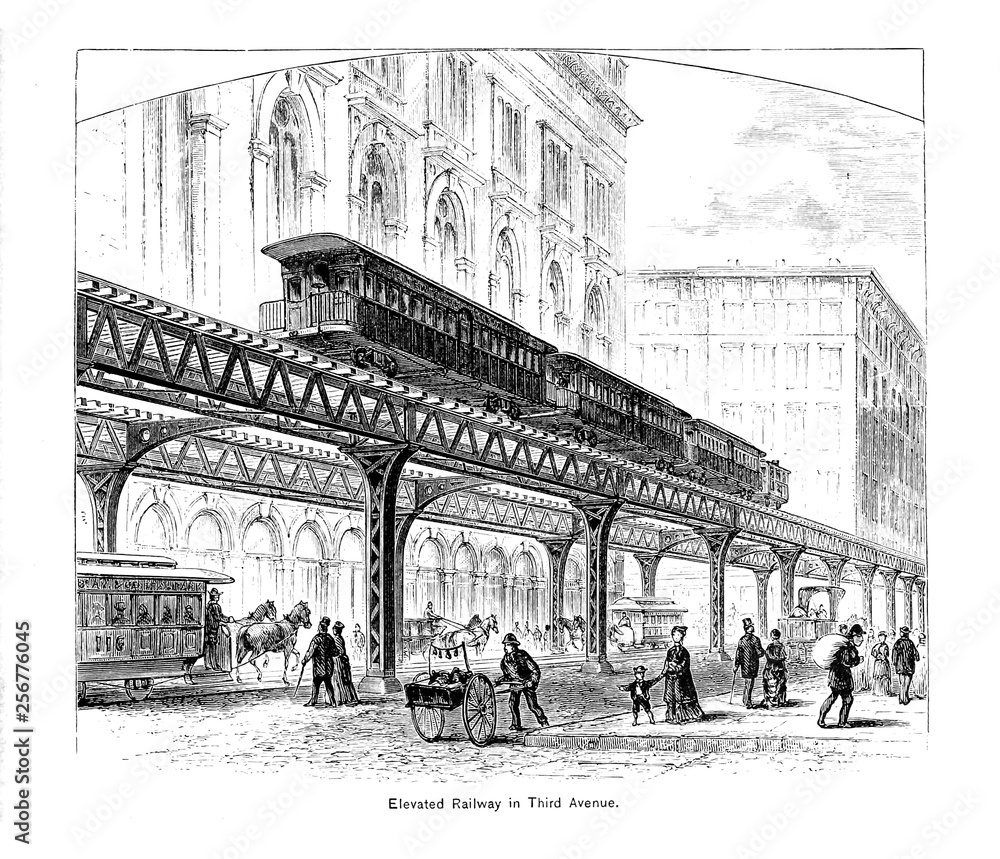 New York city. Engraving illustration