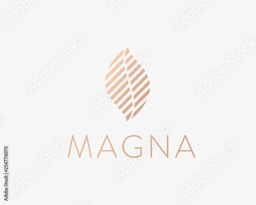 Abstract universal leaf logo. Elegant linear airy sail flame vector logotype.