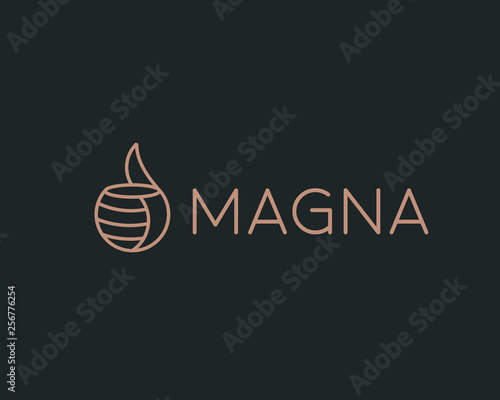 Cup thumbs up logo. Food drink like vector logotype. Coffee tea hand symbol.