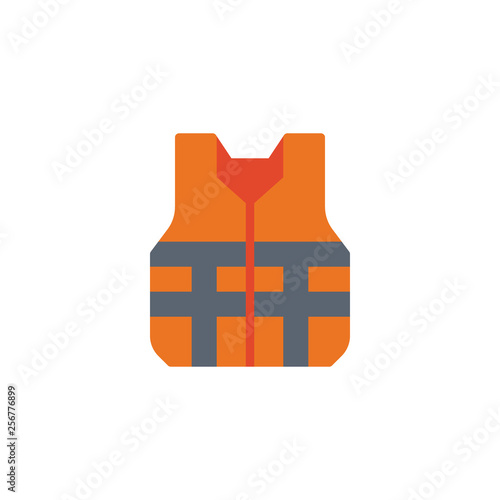 Jacket safety rescue flat icon, vector sign, Safety vest colorful pictogram isolated on white. Symbol, logo illustration. Flat style design