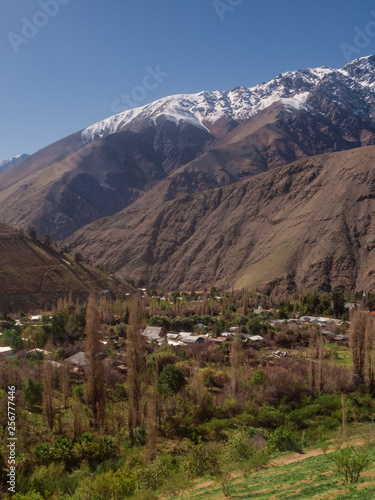 View of the Andes mountain range as seen from the Elqui Valley in Chile photo