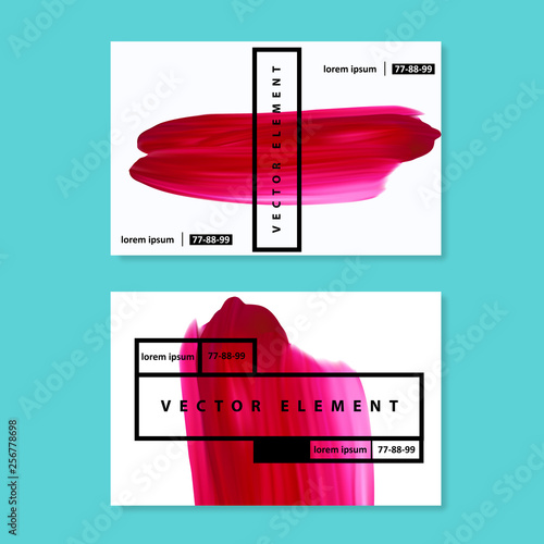 Makeup business card templates with colorful vector Abstract Smear. Lipstick Smudge isolated on white background