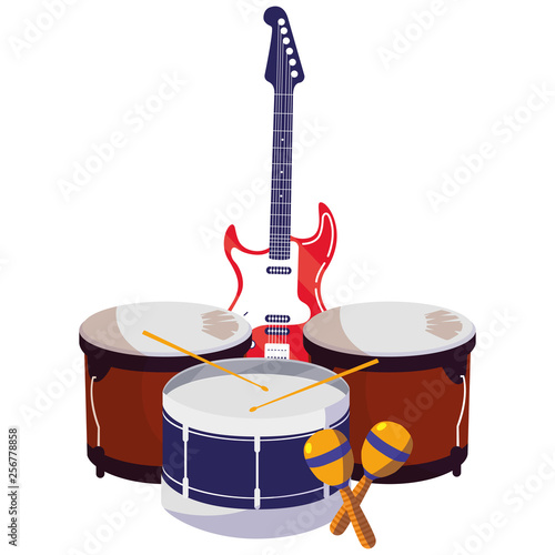 guitar electric and timbals instruments photo