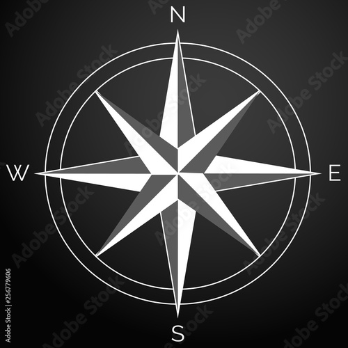 Compass rose, navigation icon. Vector illustration, flat design